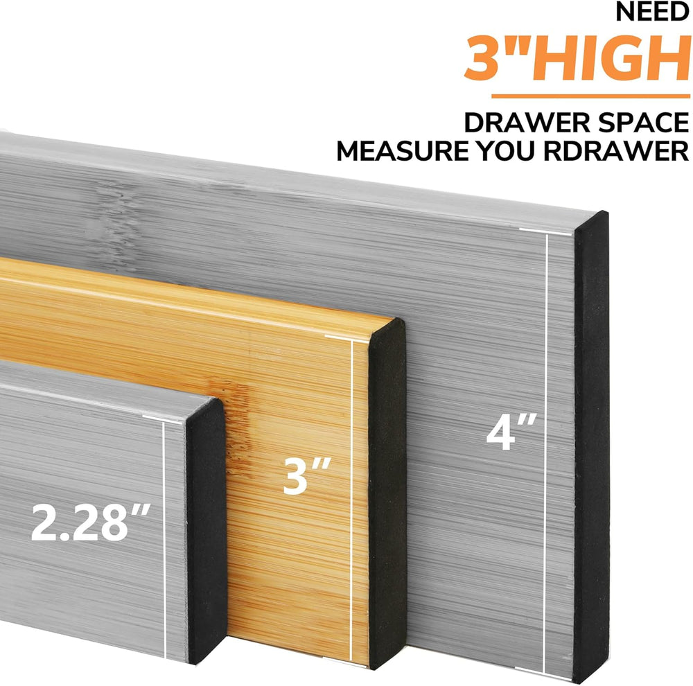 BAMEOS Bamboo Expandable Drawer Dividers – Fits 13.3"–19" Drawers, ...