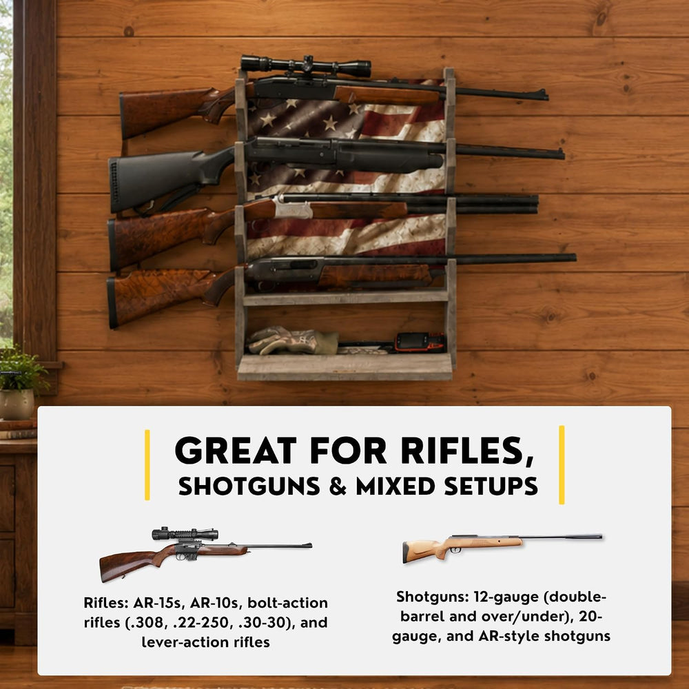 Rush Creek Creations Engineered Wood Gun Rack, Gun Rack for Walls, Racks