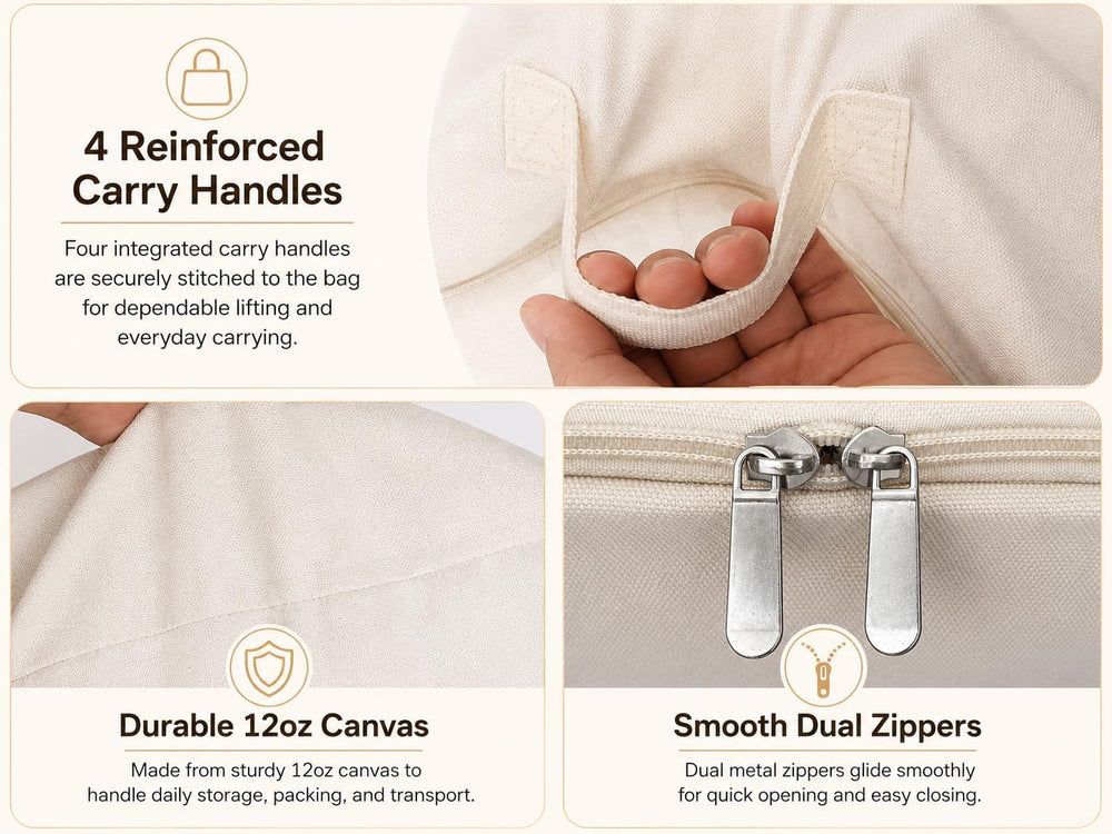 DoYiKe Soft Large Canvas Comforter Storage Bags with Four Carrying Handles an...