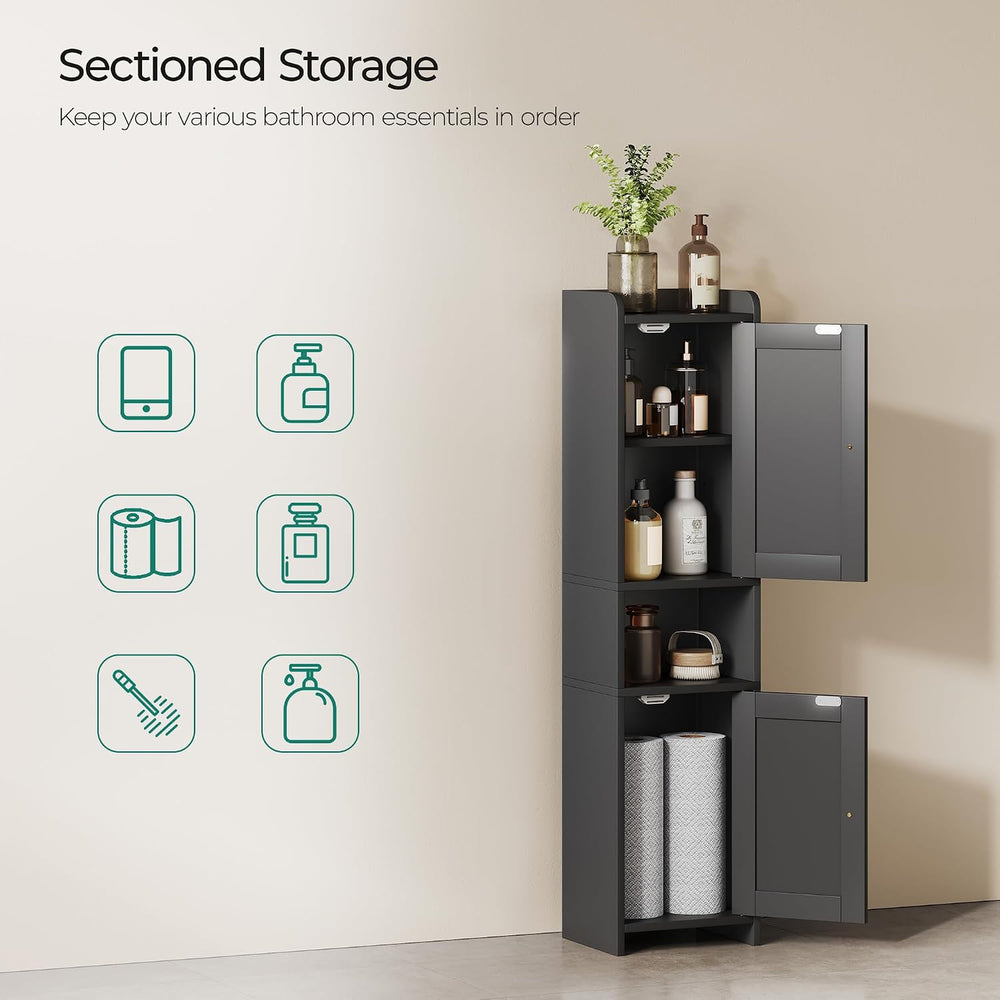 Bathroom Cabinet with 2 Doors, 7.3 x 9.8 x 40.4 Inches, Small Freestanding St...