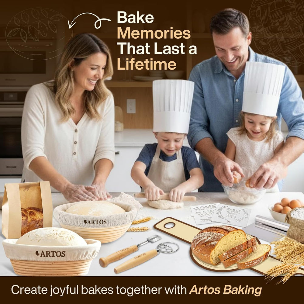 ARTOS ULTIMATE Sourdough Starter Kit | Banneton Bread Proofing Baskets with B...