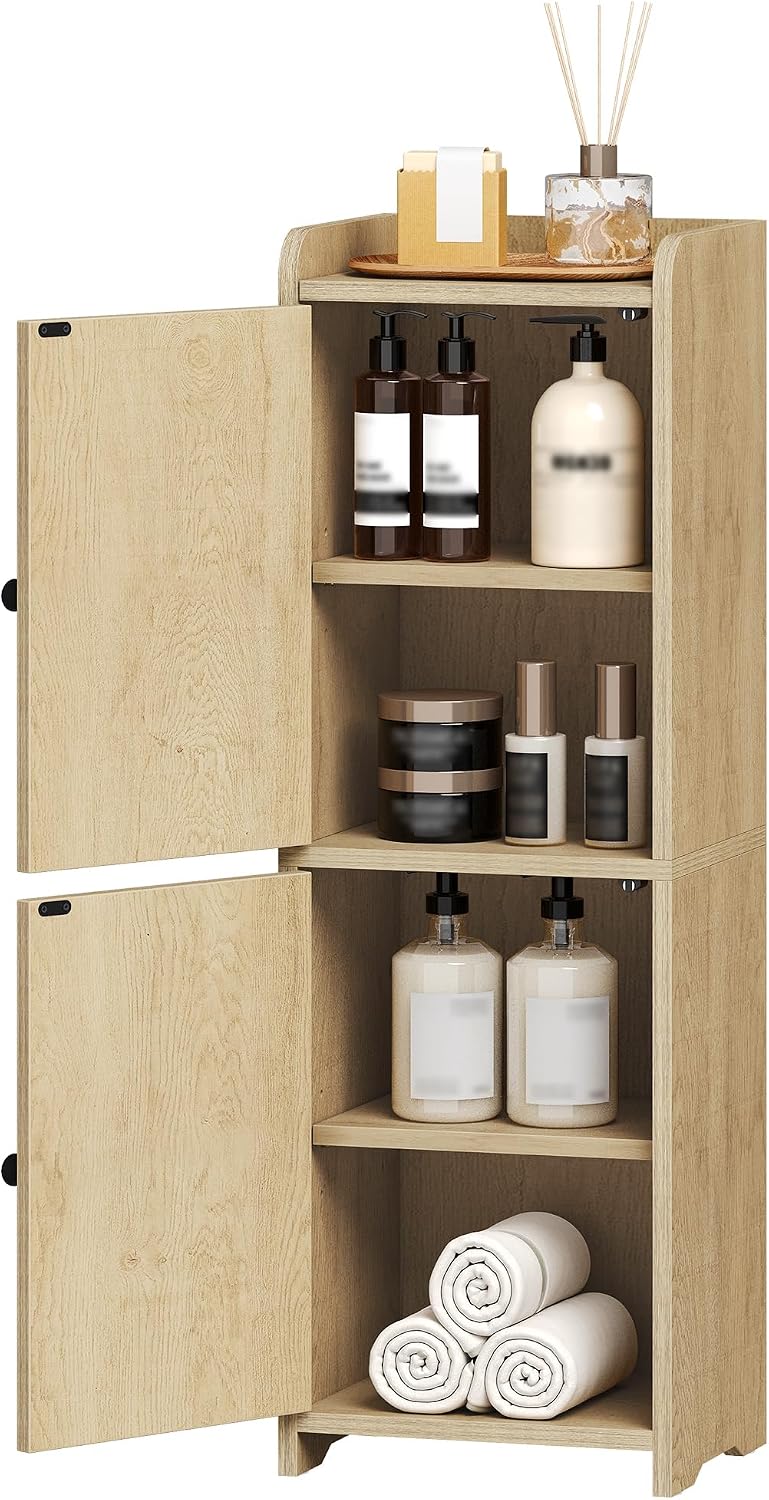 Hzuaneri Bathroom Storage Cabinet, Small Corner Floor Cabinet with 2 Doors
