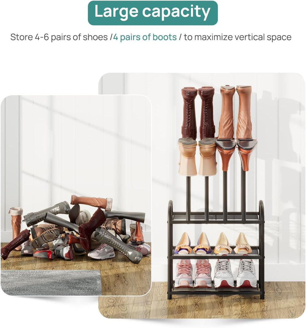 viewcare Black Boot Rack, Small Boot Rack Organizer, Tall Boots with Shoe Rac...