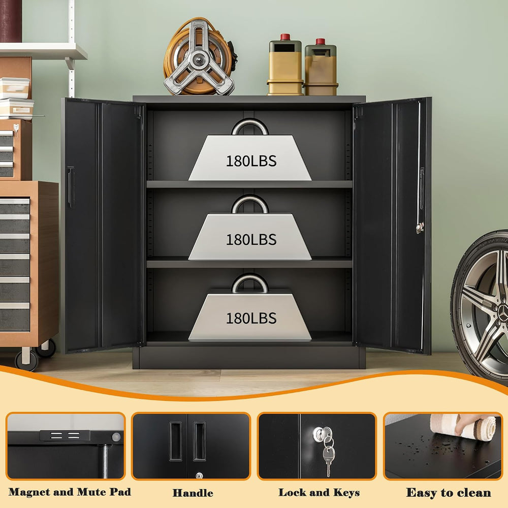 Metal Storage Cabinet, 36" H Locking Storage Cabinet with 2 Adjustable S...