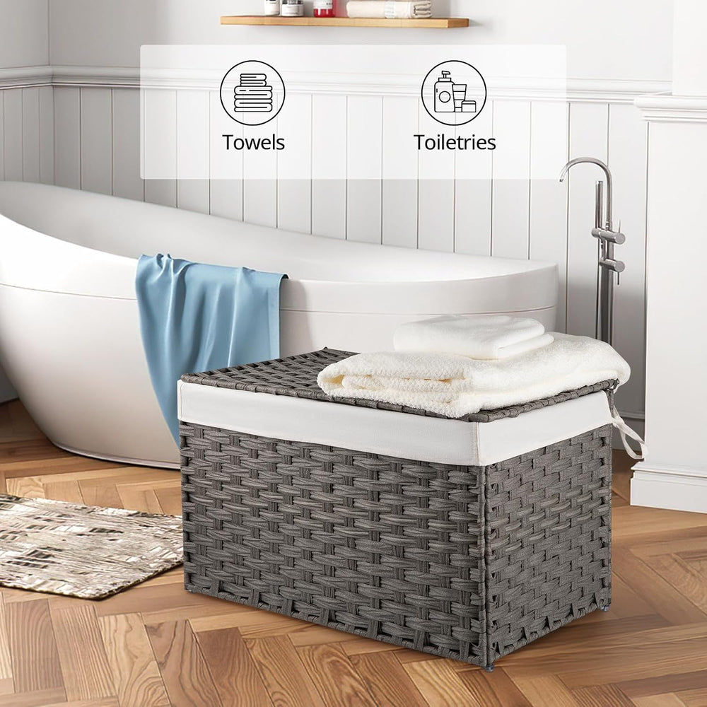 OIAHOMY Storage Basket with Lid, 27.7 Gallon (105L) Blanket Basket with Remov...