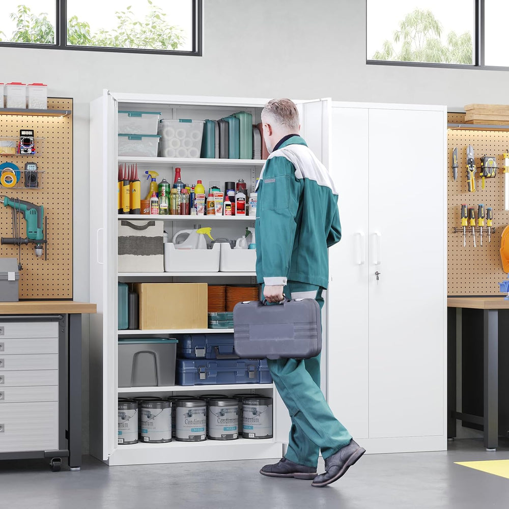 Letaya Metal Storage Cabinet with Lock Door Adjustable Shelf,72" Steel L...