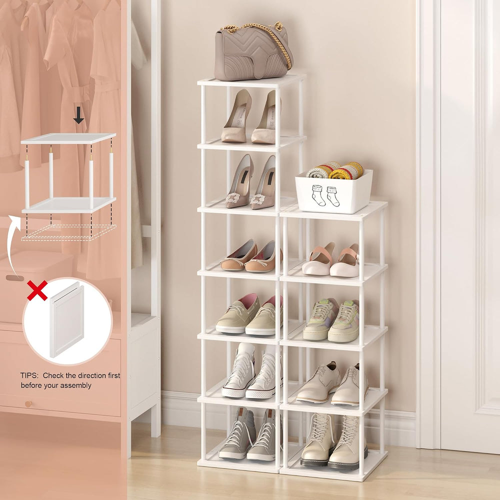 MHXW SXPN Bamboo Free Standing Shoe Rack Shelf Multi Tier Tall Wooden Stackab...