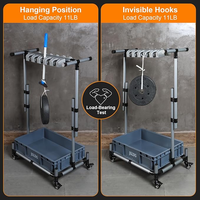 Freestanding Mobile Cleaning Tool Storage Rack, Mop and Broom Holder