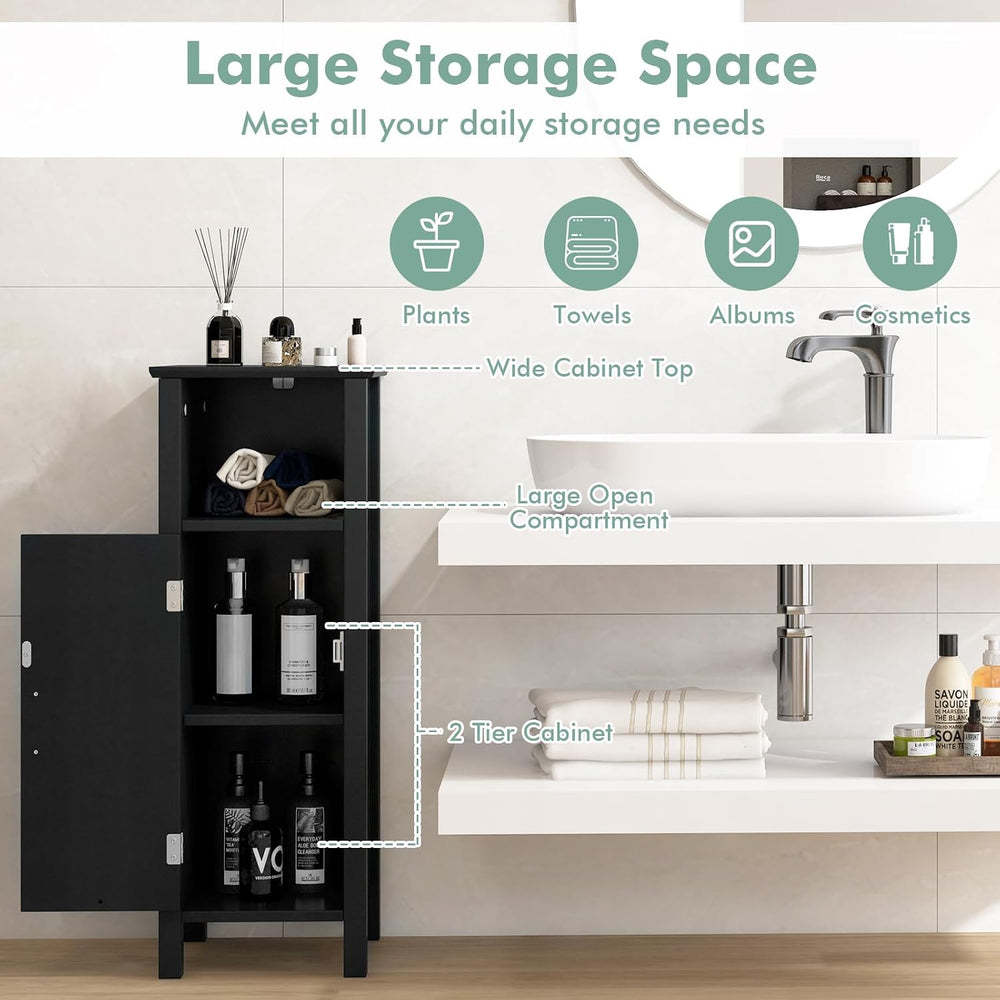 LDAILY LUARANE Wooden Bathroom Floor Storage Cabinet, Side Storage Organizer ...