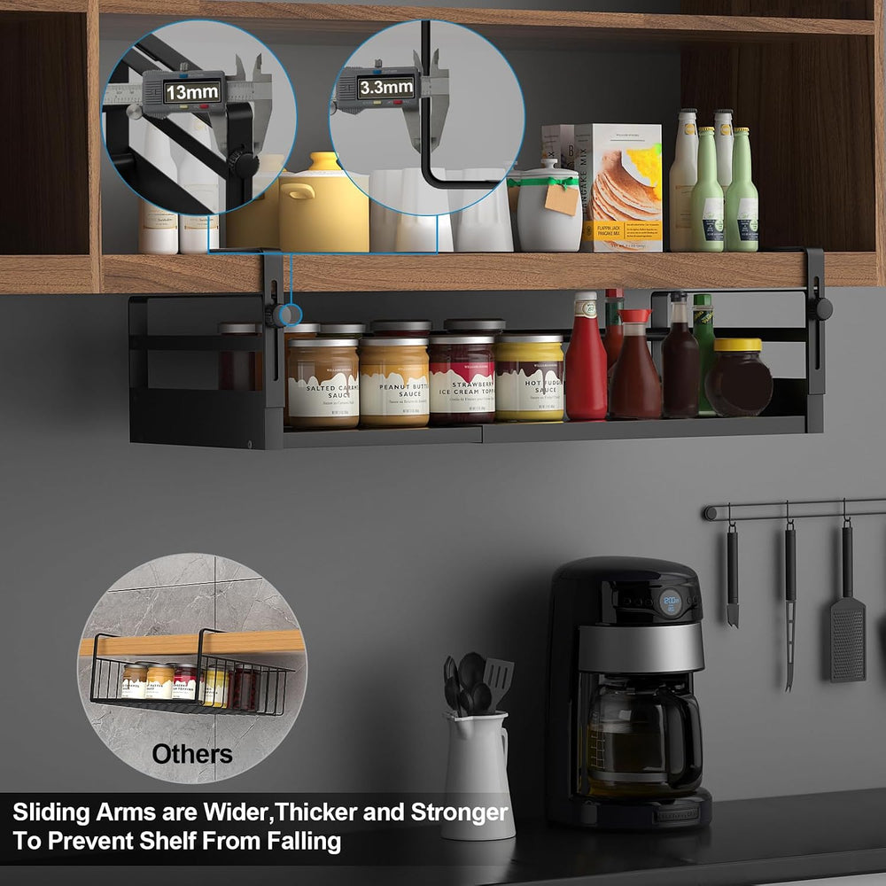 2Pack Expandable Under Shelf Storage Basket Organizer,Black