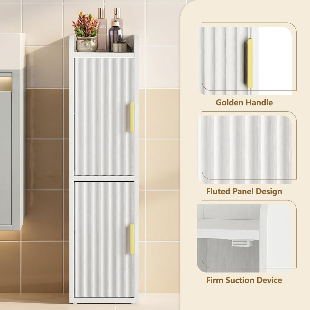 Yoobure Fluted Small Bathroom Storage Cabinet, Narrow Toilet Paper Cabinets