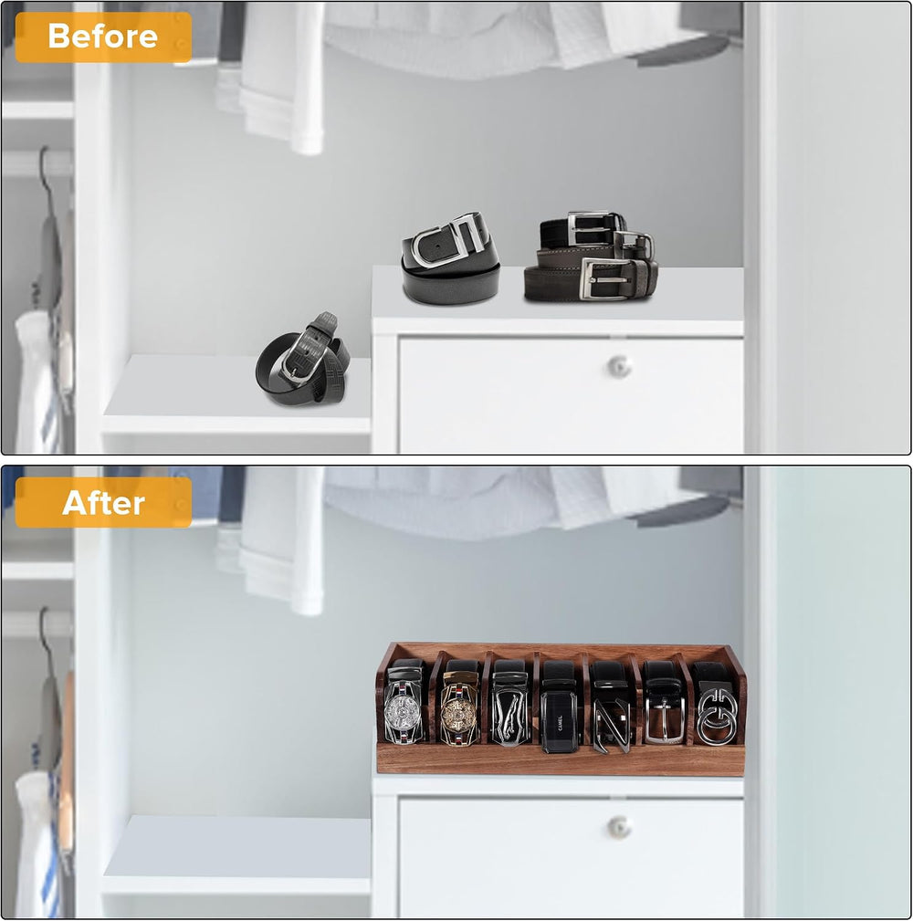Belt organizer, 7 compartment belt holder belt hanger closet and belt organiz...