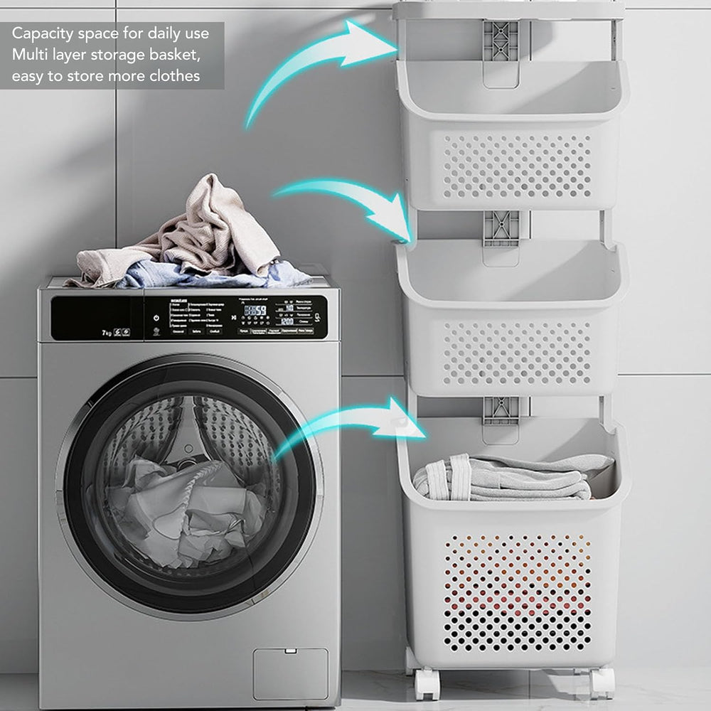 3 Tier Laundry Basket Organizer with Wheels, Tiered Laundry Basket Organizer,...