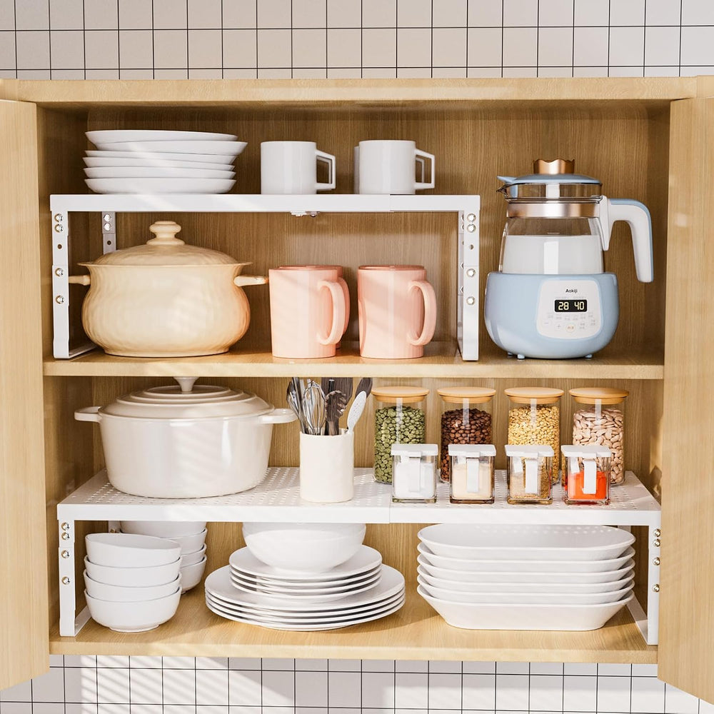 Cabinet Shelf,Expandable Adjustable Stackable Kitchen Organizer,for cabinets,...