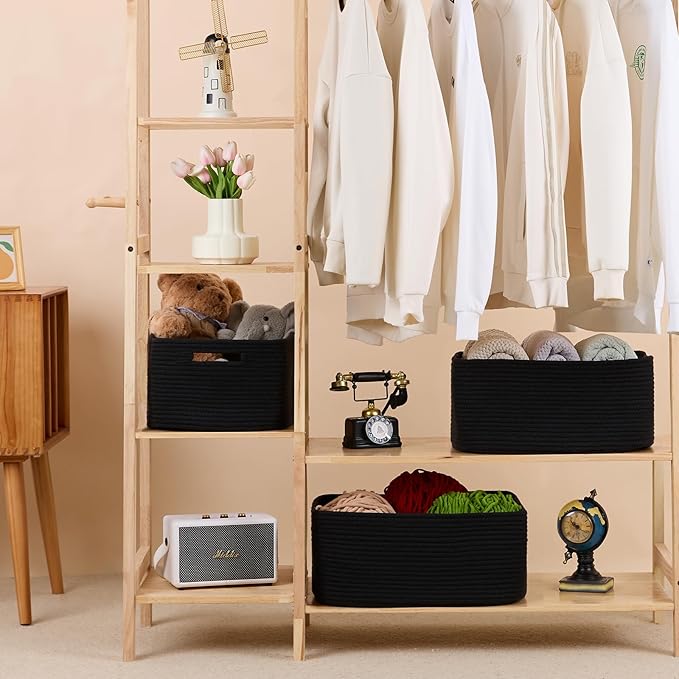 Large Storage Baskets for Organizing, Closet Shelf Baskets for Clothes Blanke...
