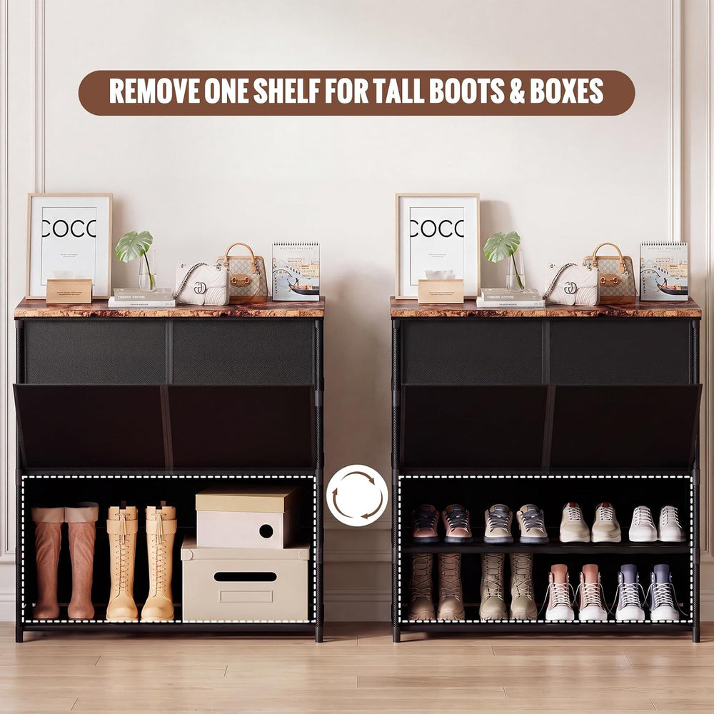 5 Tier Shoe Storage Cabinet with Doors, Sturdy Long Shoe Rack Organizer