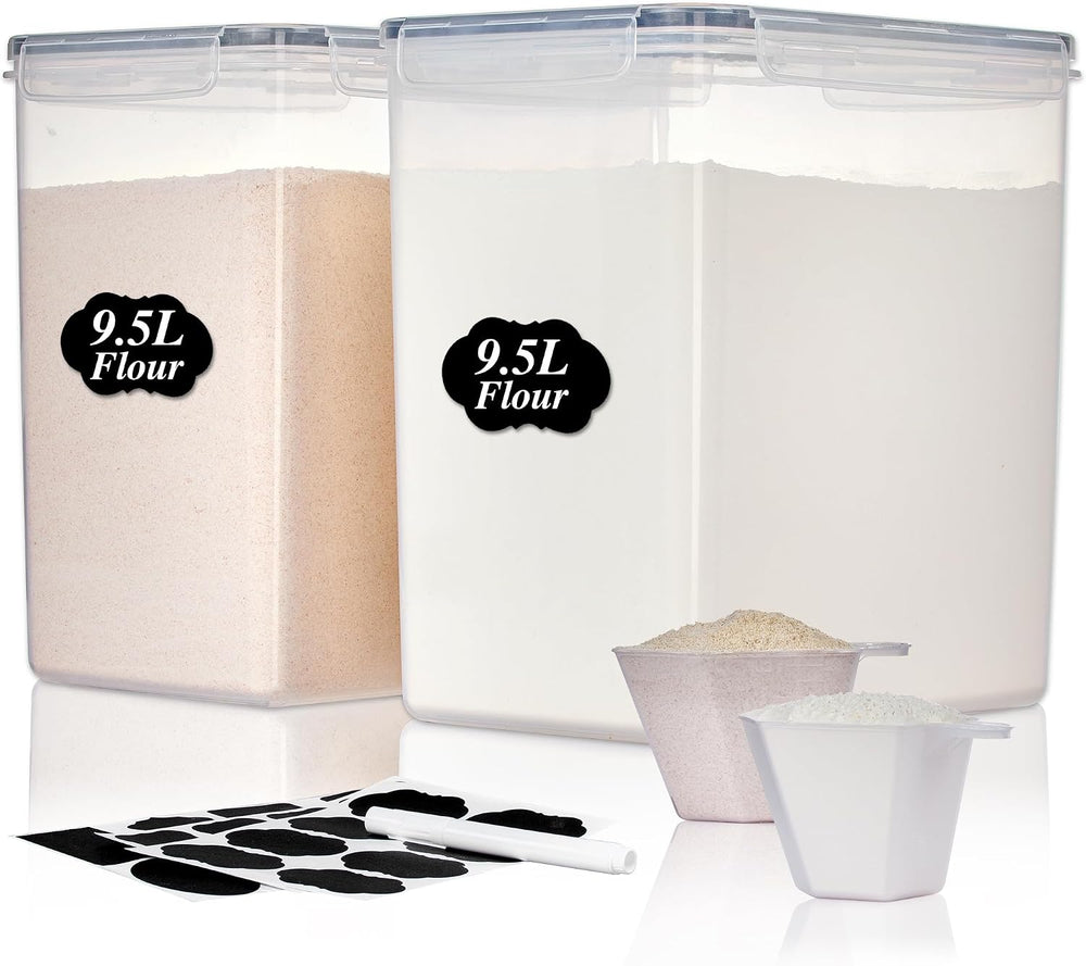 Vtopmart 9.5L Flour Sugar Storage Containers, 2 Pack, Each Fits 12.5 lb