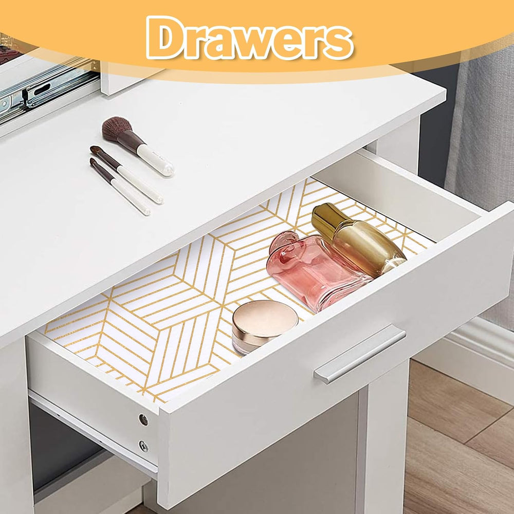 Shelf Liners for Kitchen Cabinets Non Adhesive Shelf Liner Paper Non-Slip Thi...
