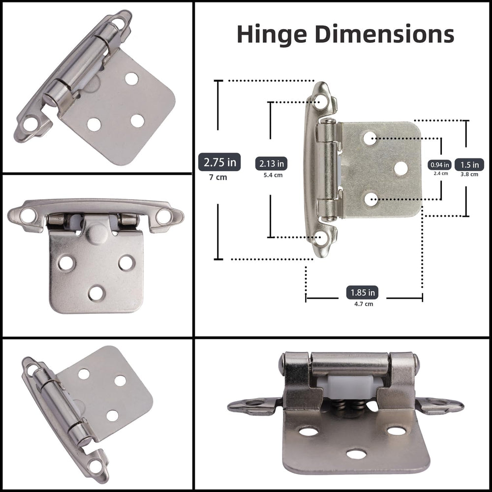 DecoBasics Cabinet Hinges Brushed Nickel for Kitchen Cabinets Doors (25 Pair ...