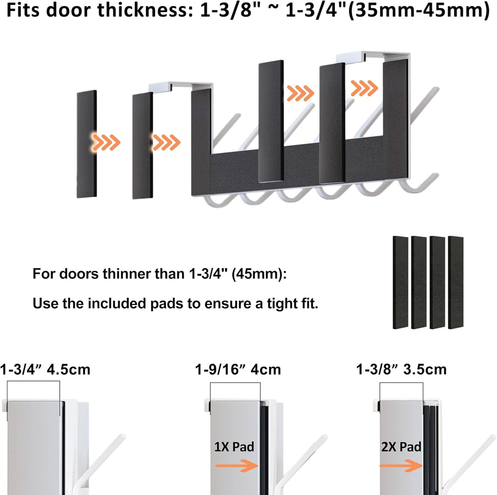Dseap Over The Door Hook Hanger - 6 Hooks Over Door Coat Rack for Hanging Clo...