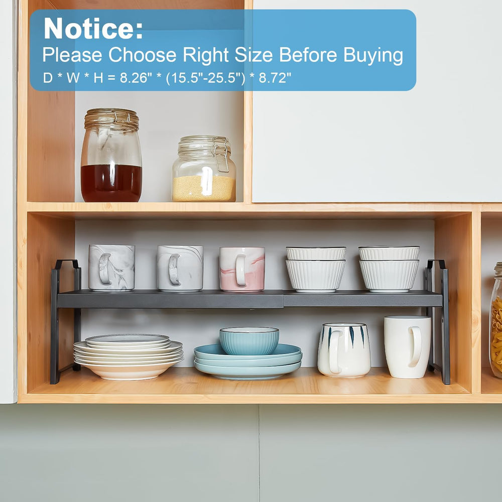 X-cosrack 25.5 Inches 2 Pack Expandable Cabinet Shelves, Stackable Shelf Orga...