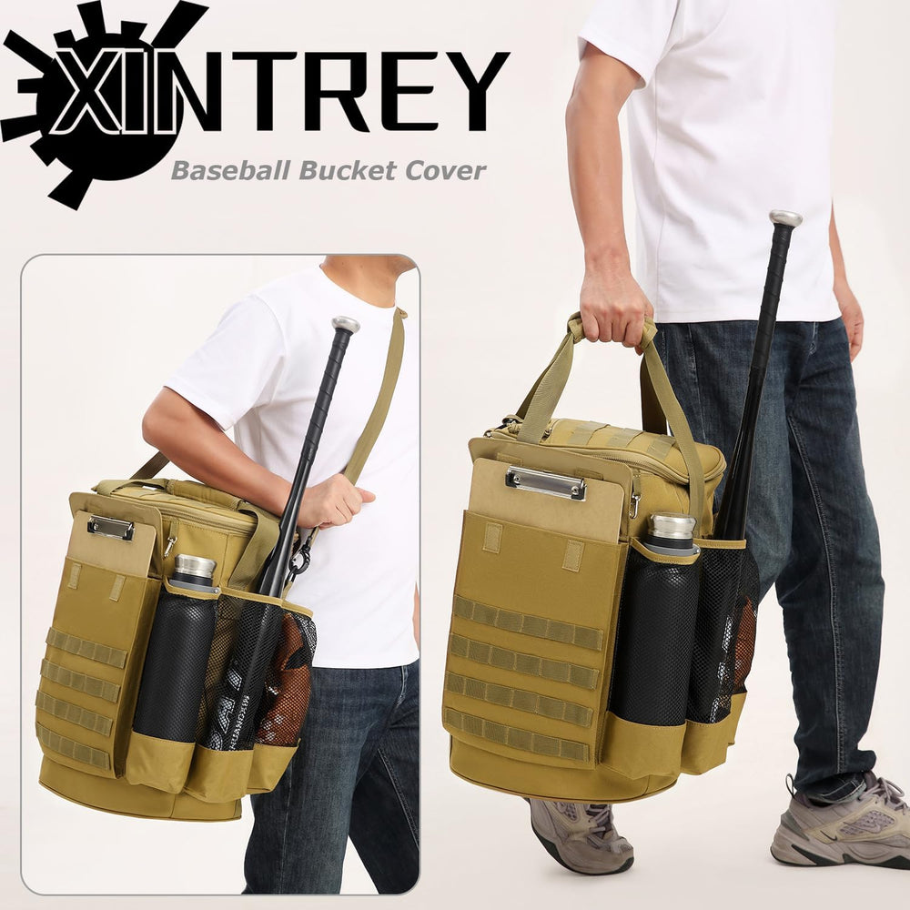 Baseball Bucket Bag 6 Gallon Tactical Softball Coaches Bag with Padded Seat