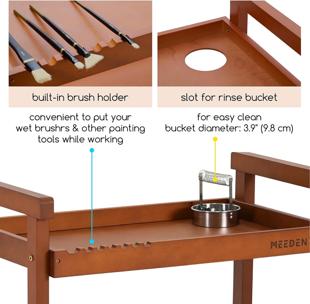 MEEDEN Rolling Art Supply Cart: Solid Beech Wood 3-Tier Storage Trolley