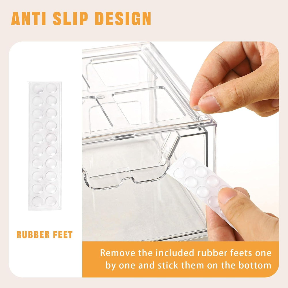 6 Pack Stackable Storage Drawers,Makeup Organizer with Pull-out Drawer