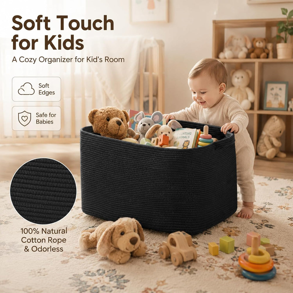 OIASKET 95L Extra Large Blanket Basket, 24" x 16.9" x 14.2" Wo...