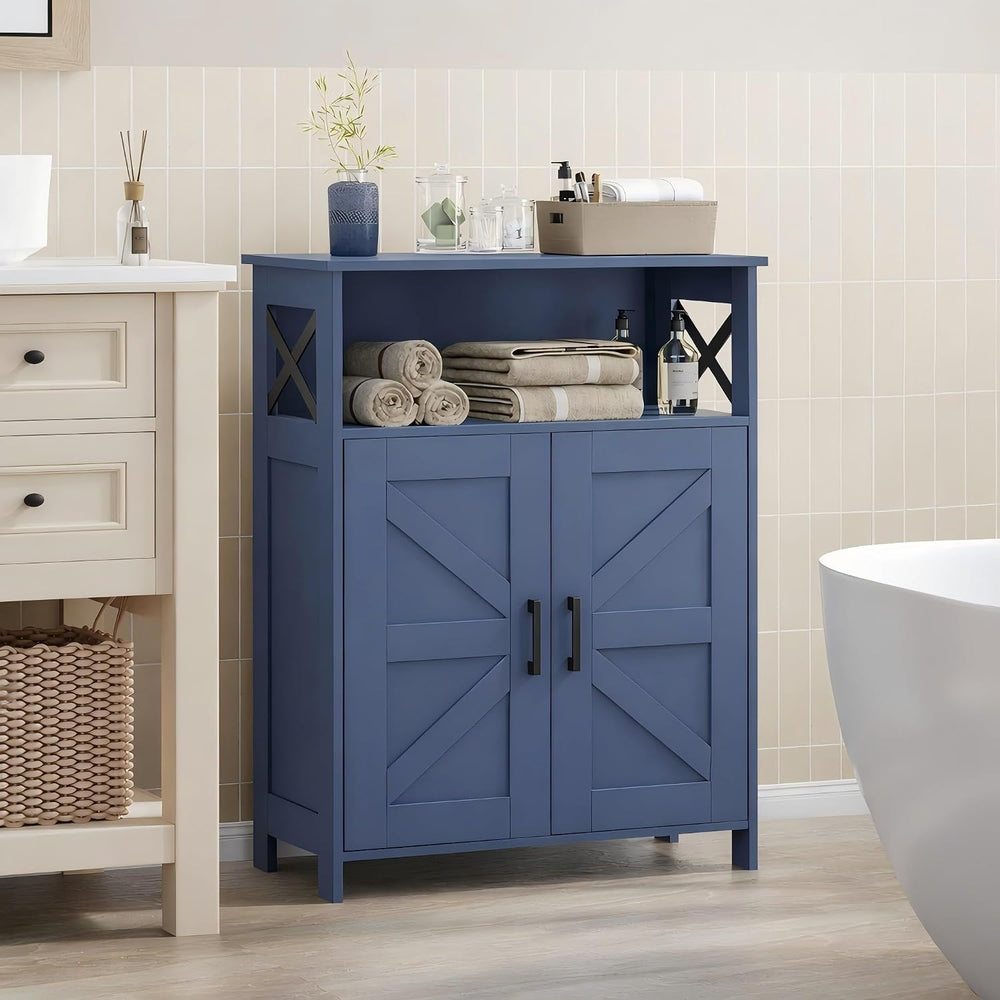 Homhedy Farmhouse Bathroom Storage Cabinet with Doors, Small Floor Cabinet