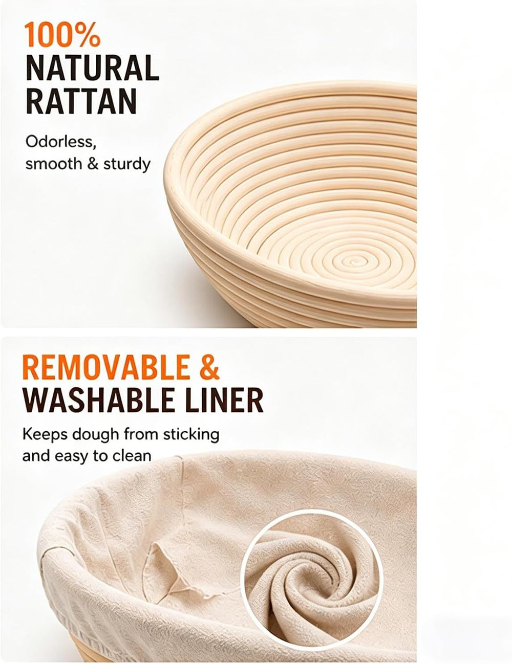 SOURDOUGH Baking Kit, 10" Oval & 9" Round BANNETON Proofing Bas...