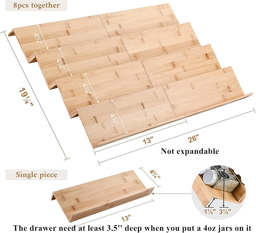 Bamboo Spice Rack Tray - Spice Drawer Organizer for Kitchen Cabinets Storage ...