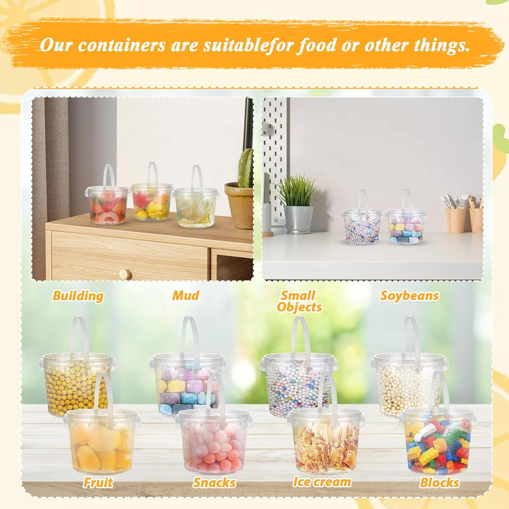 CYEAH 50 Pcs 10 oz & 16 oz Slime Containers with Lids and Handles, Plasti...