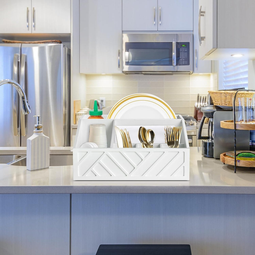 Ukonvi Paper Plate Dispenser, Paper Plate Holder for Kitchen Counter, Wood Ru...