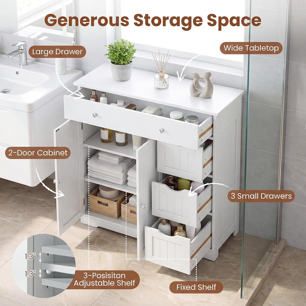 Bathroom Floor Cabinet with Concealed Storage