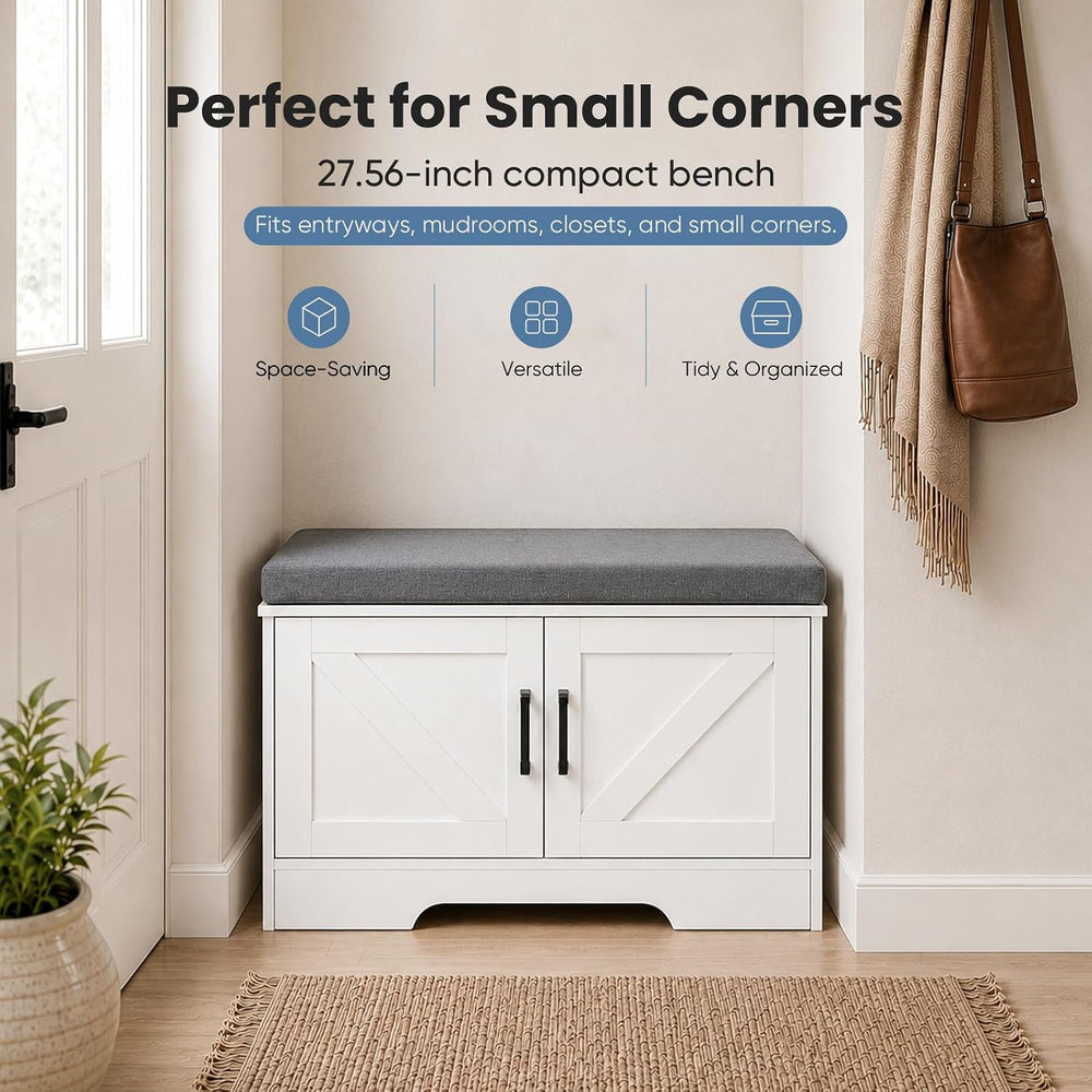 NEWBULIG Shoe Bench with Storage for Entryway, 27.6" Shoe Storage Bench