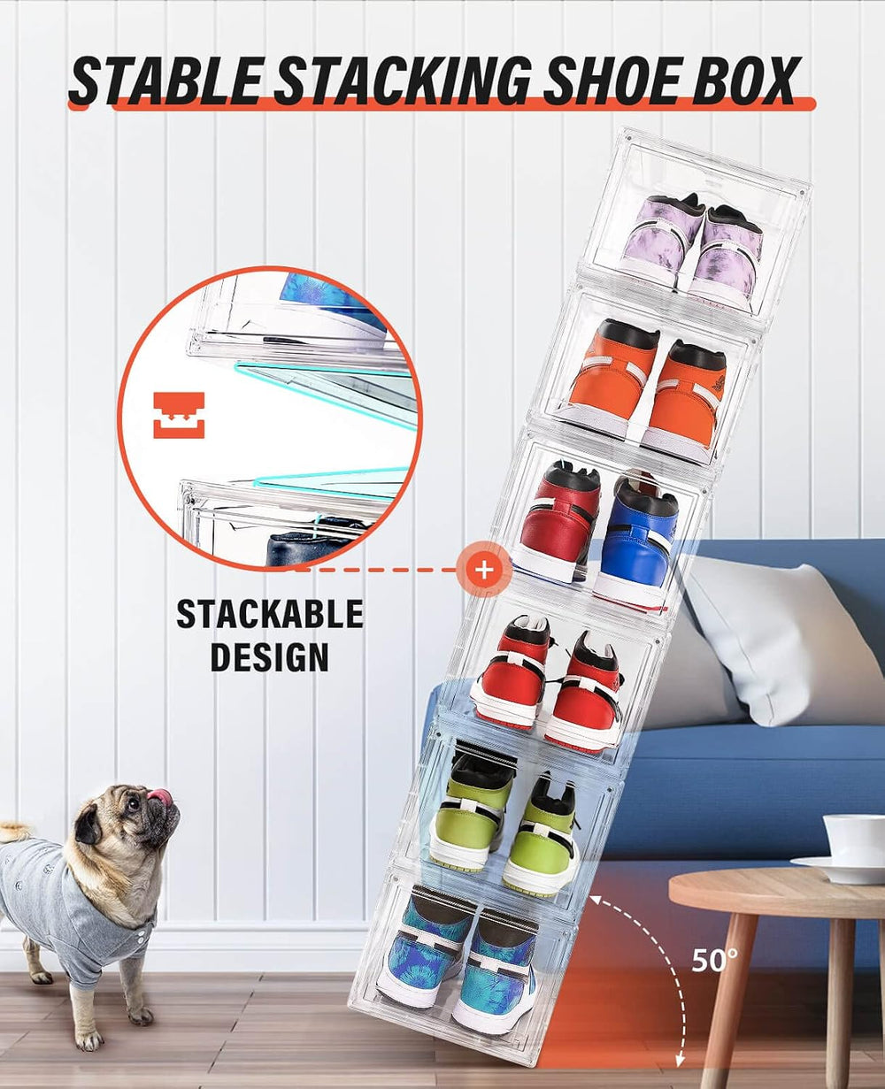 KDOR Shoe Boxes Clear Plastic Stackable 3 Pack Shoe Storage for Sneakerheads,...