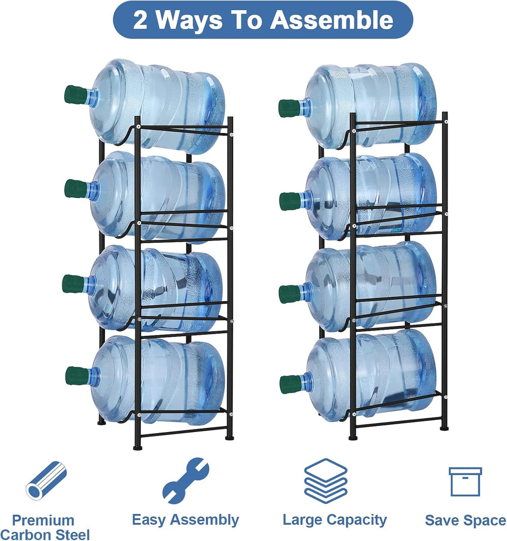 5 Gallon Water Bottle Jug Holder 4 Tier Heavy Duty Cooler Jug Storage Rack De...