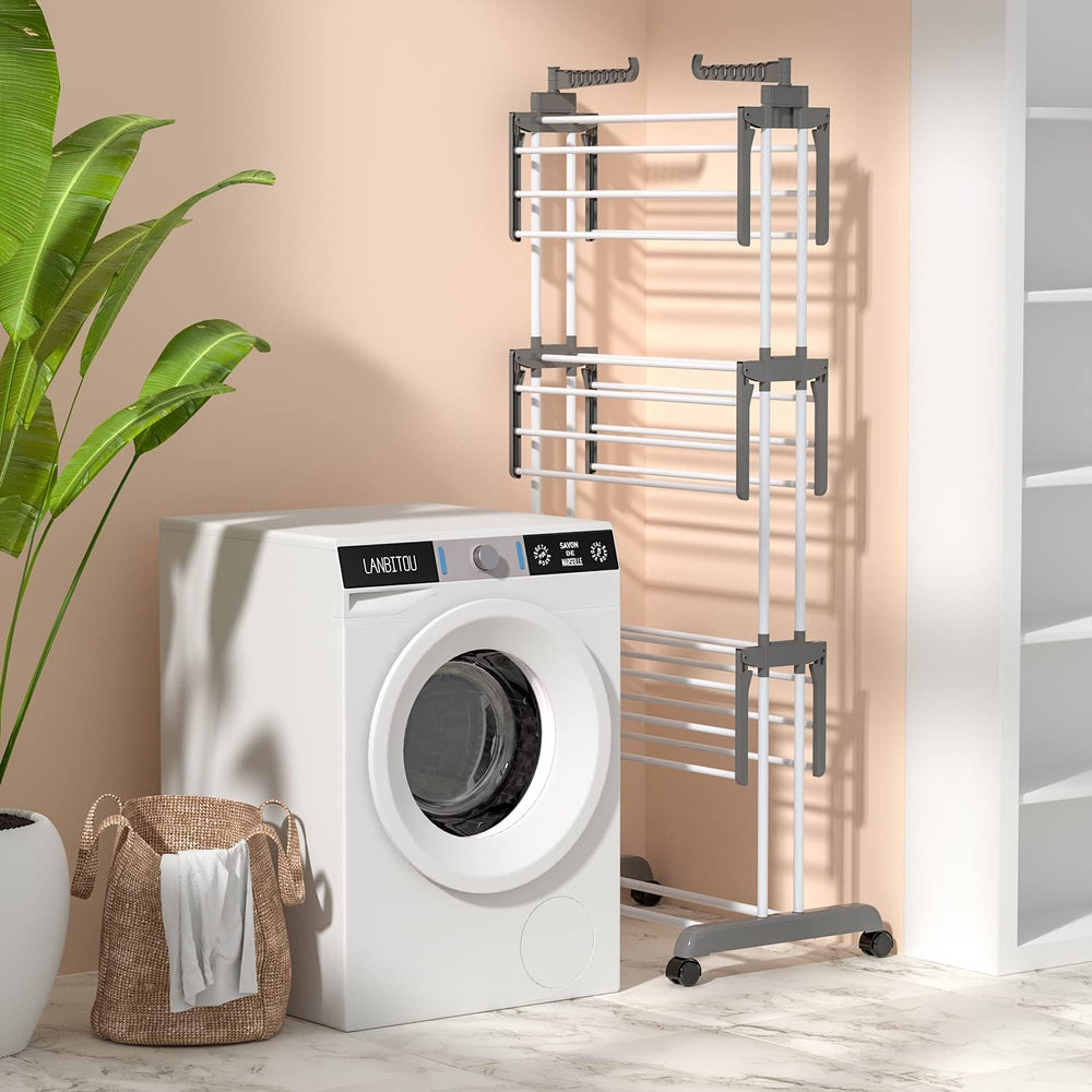 Winyousk [2023 Quality Upgrade Clothes Drying Rack, Movable 4-Tier Laundry Ra...