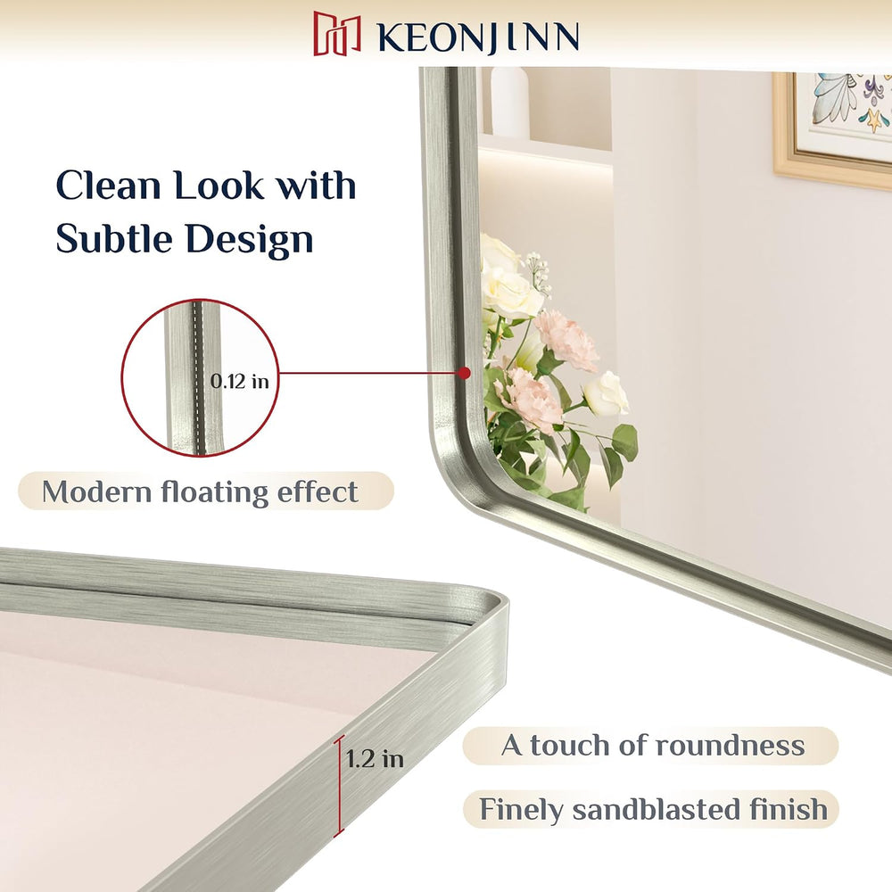 Keonjinn 20 x 30 Inch Brushed Nickel Bathroom Mirrors for over Sink