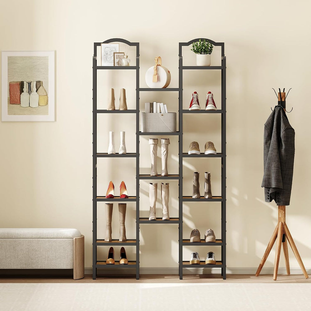 YATINEY 10-Tier Tall Shoe Rack, Vertical Shoe Organizer for Small Spaces, Woo...
