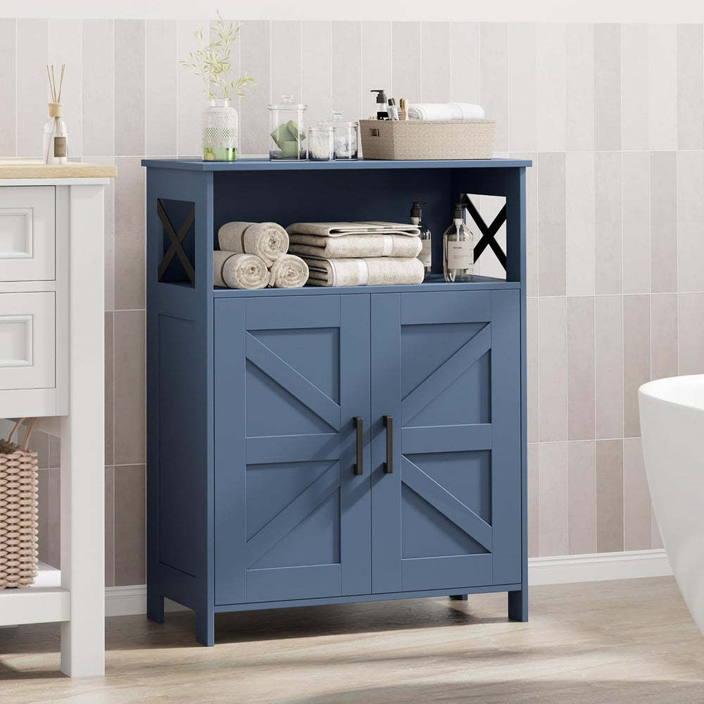 Homhedy Farmhouse Bathroom Storage Cabinet with Doors, Small Floor Cabinet