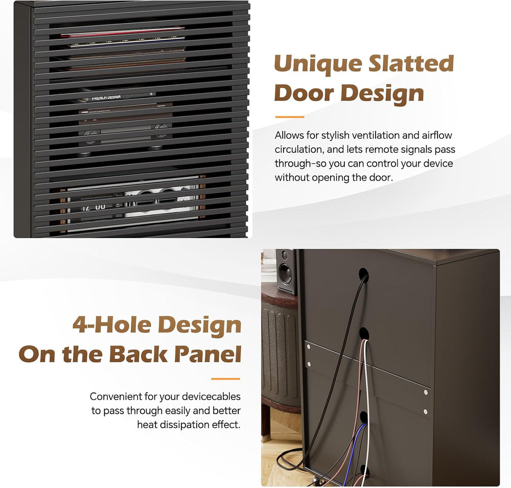 PAKASEPT AV Media Cabinet, 5-Tier AV Media Stand with Grille Door and Adjusta...