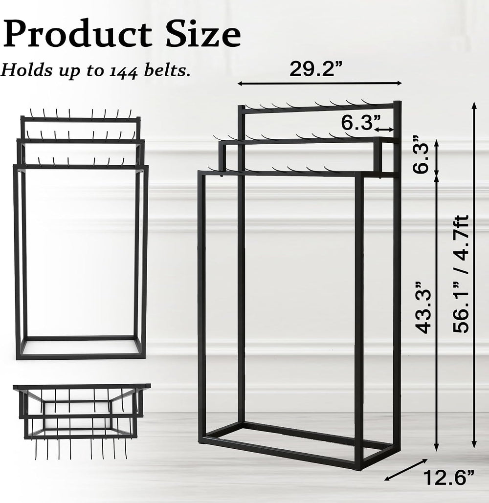 Belt Display Rack, Metal Belt Hanger, Tie Scarf Holder Storage Organizer