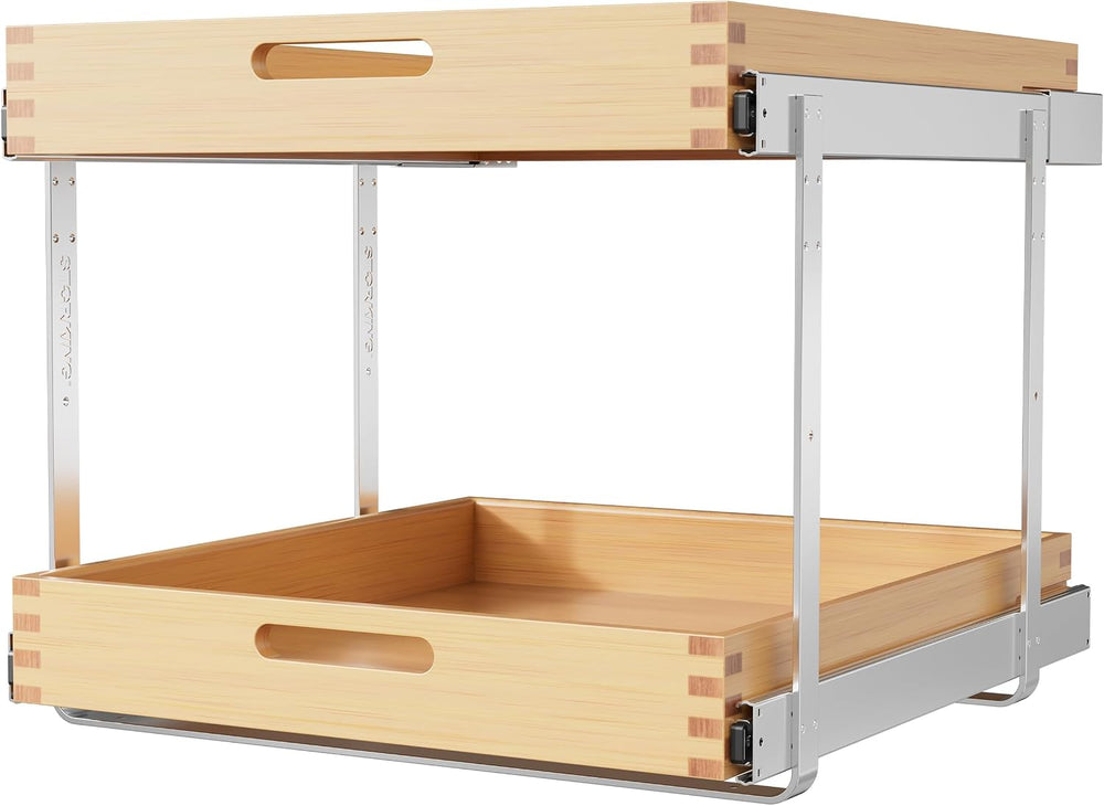 21"W x 21"D 2 Tier Pull Out Drawers for Cabinets, Farmeless&Farme