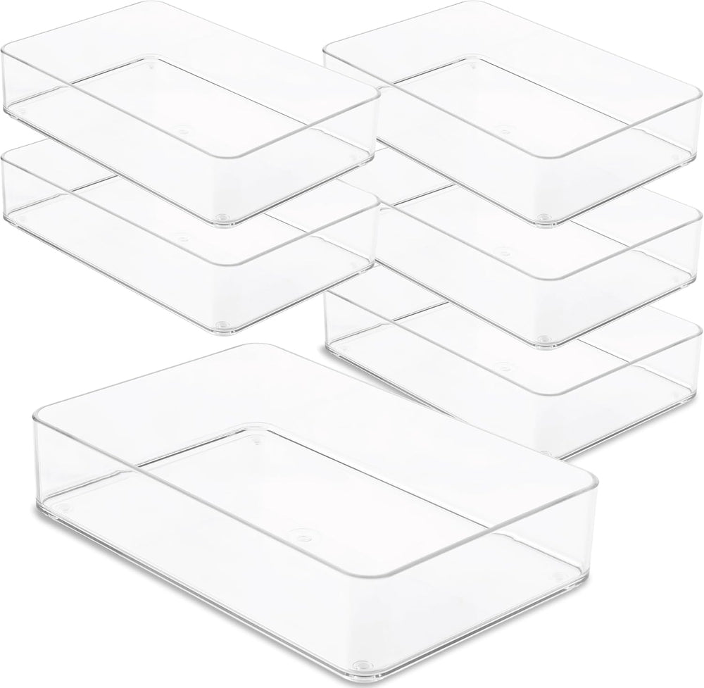 primebox Plastic Clear Drawer Organizers. Bathroom. Kitchen, Bedroom, Utensil...
