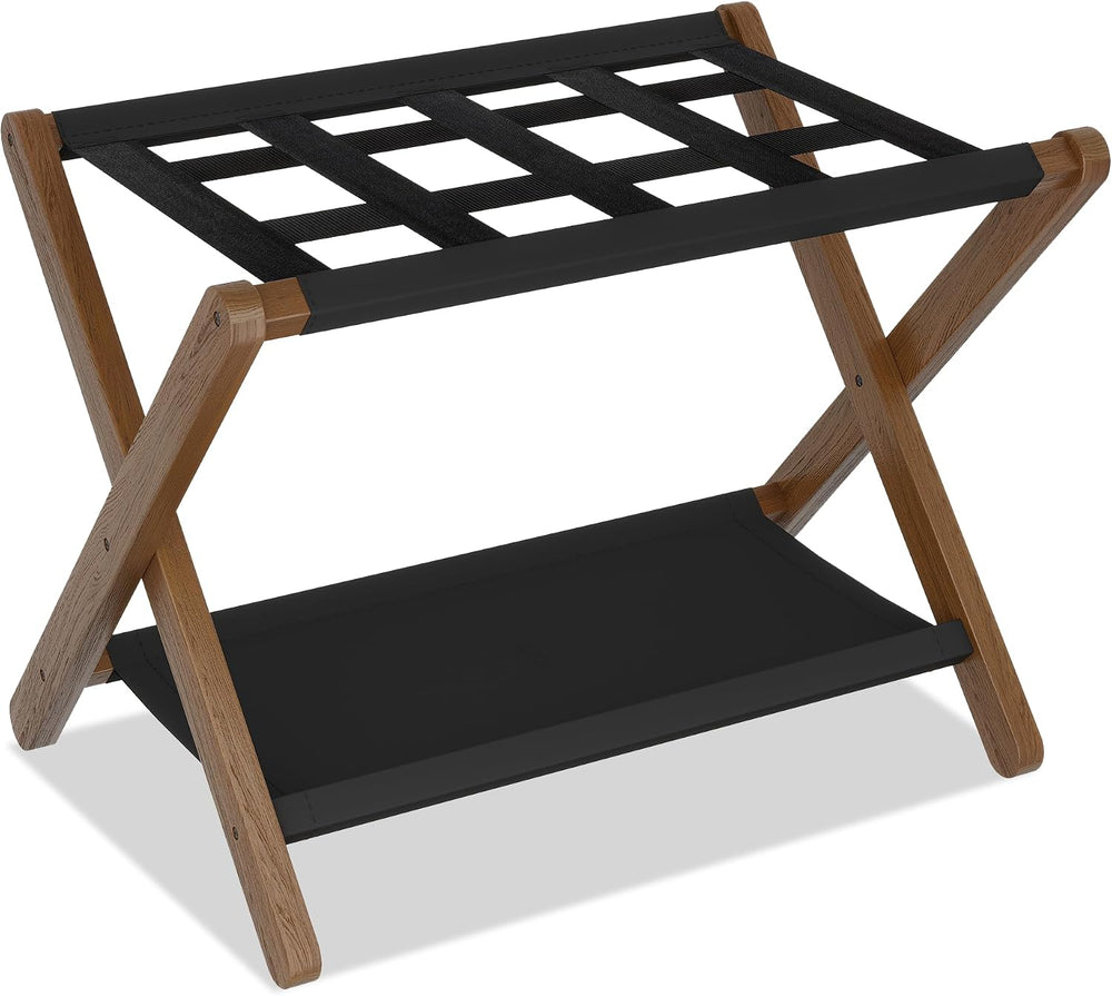Heybly Luggage Rack, Folding Suitcase Stand with Storage Shelf HLR010WB1