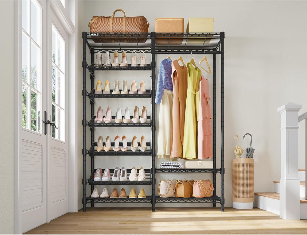 VIPEK S20 Heavy Duty Clothes Rack with 7-Tiers Shoe Shelves, Black
