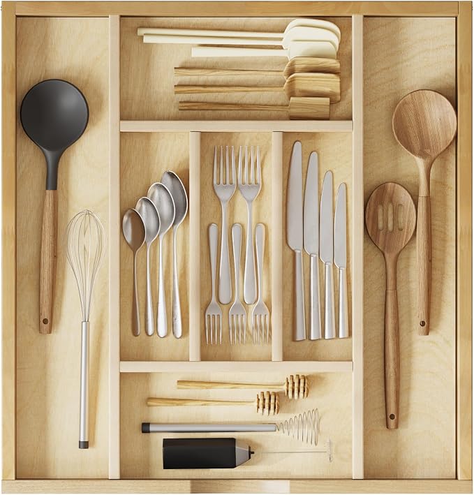 WelFurGeer Premium Wooden Silverware Organizer