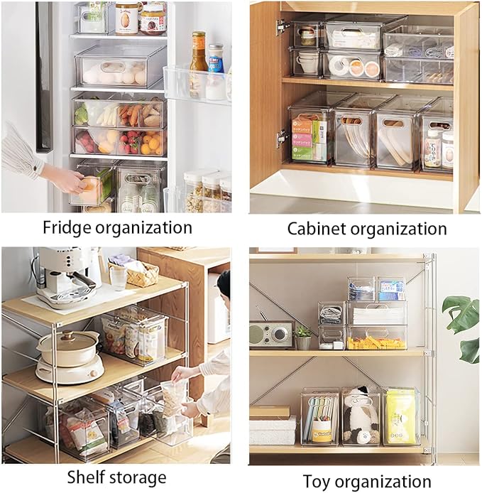 MineSign 2Pack Stackable Fridge Drawers Pull-Out Bins Divided Produce Saver